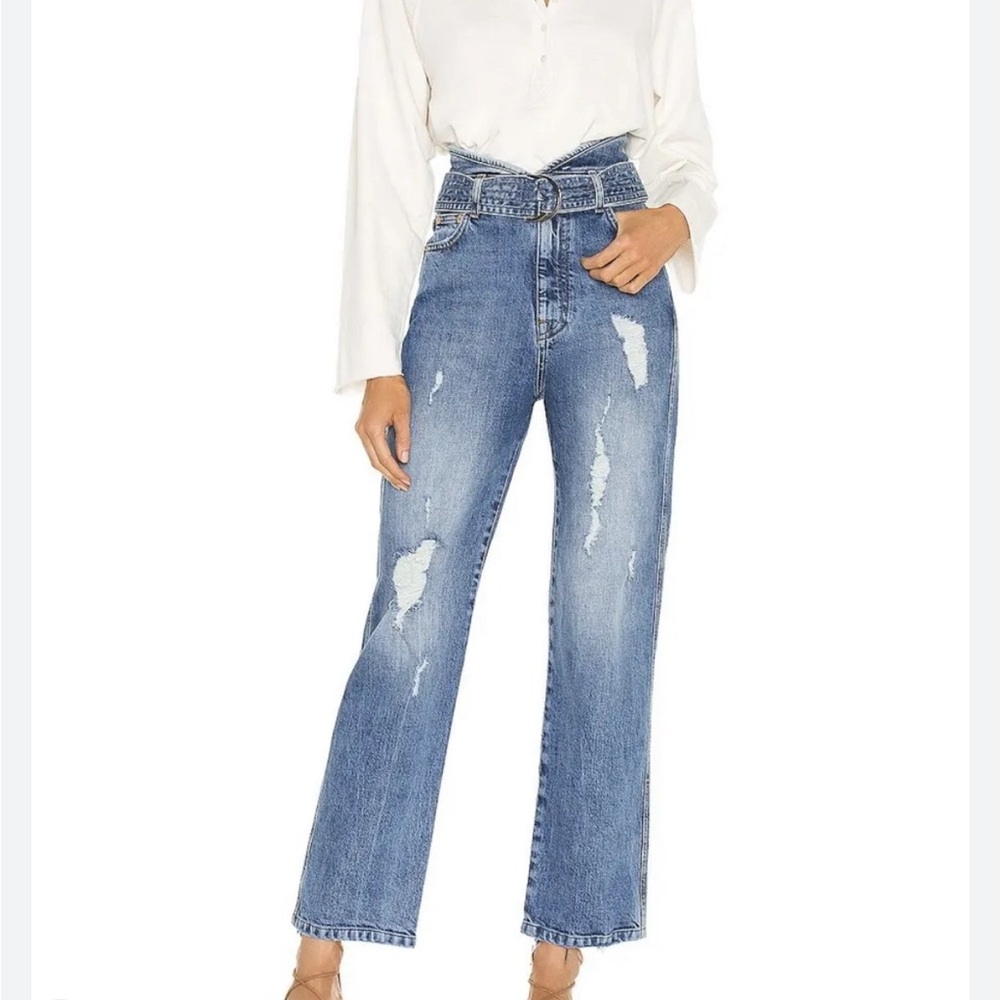 Marissa Webb Travis Denim Pant (No BELT) in Indigo Medium Stone Wash